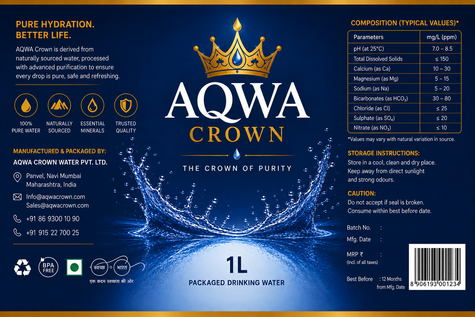 AQWA Crown 1L Label